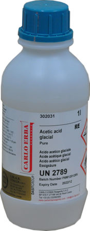Immagine di Acido acetico glaciale 99.8% "Carlo Erba Reagents" Lt 1